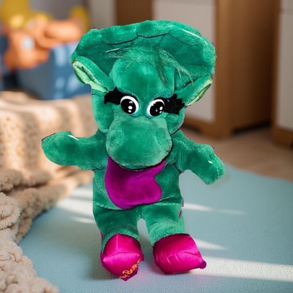Dakin Baby Bop Green Dinosaur Plush 1992 Barney & Friends Puppet 13”